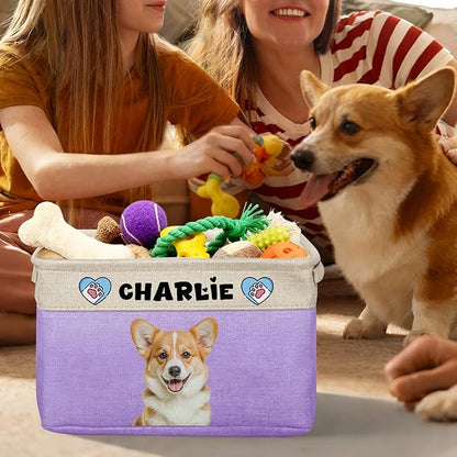Personalized Dog Toy Storage Basket Custom Collapsible Toy Bin - Image 5