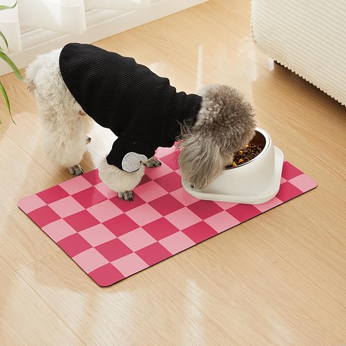 Checkered Dog Feeding Mat, Absorbent Mats - Image 3