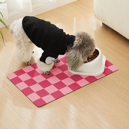 Checkered Dog Feeding Mat, Absorbent Mats - Image 3