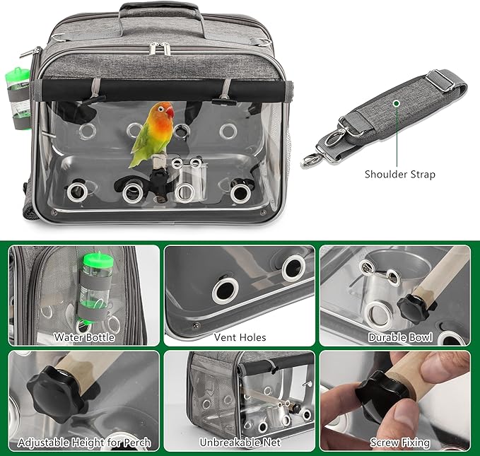 Sanmoncare Airline Approved Bird Carrier, Indestructible Stainless Steel Mesh - Image 3