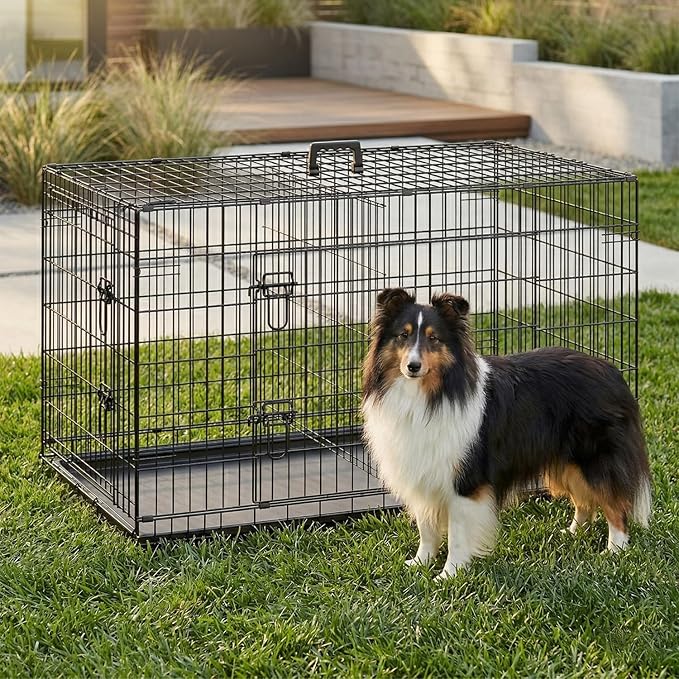 FDW 45 Inch Dog Crate for Large Dogs, Folding Metal Cage - Image 2