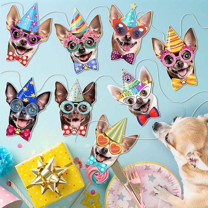 Chihuahua Birthday Garland — Photographic Chihuahua Faces Birthday Banner - Image 3