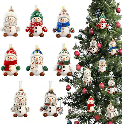 8 Pcs Christmas Snowman Ornaments 2D Acrylic Christmas Hanging Ornaments by BHOOKA