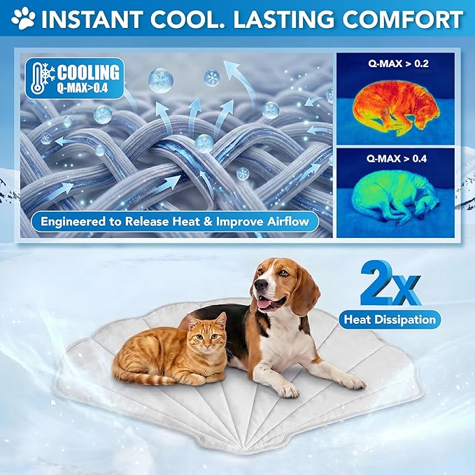 PetAmi Dog Cooling Mat, Sea Shell Shape, Pet Pad - Image 2