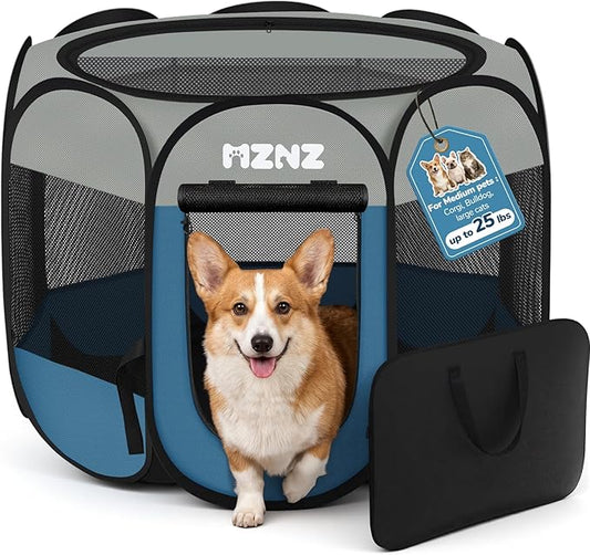 Dog Cat Playpen, Portable Puppy Pet Crate Indoors by MZNZ