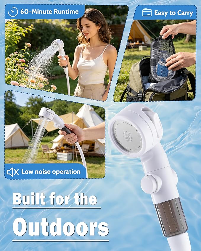 Subtoy Portable Shower for Camping, Rechargeable Camping Shower - Image 7