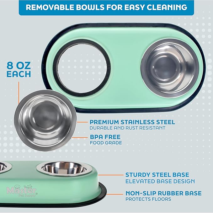 Master Pet Supply Double Dog Bowls Set - Image 3