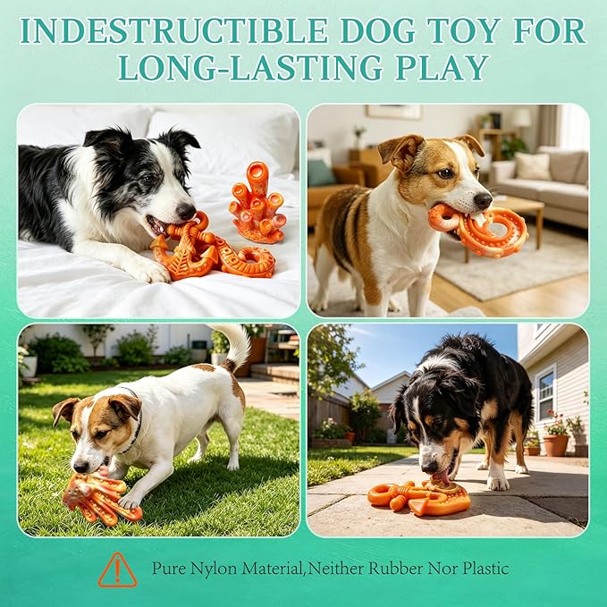 Fuufome Dog Chew Toys for Aggressive Chewers, 3 Pack Tough Nylon Dog Toys for - Image 5