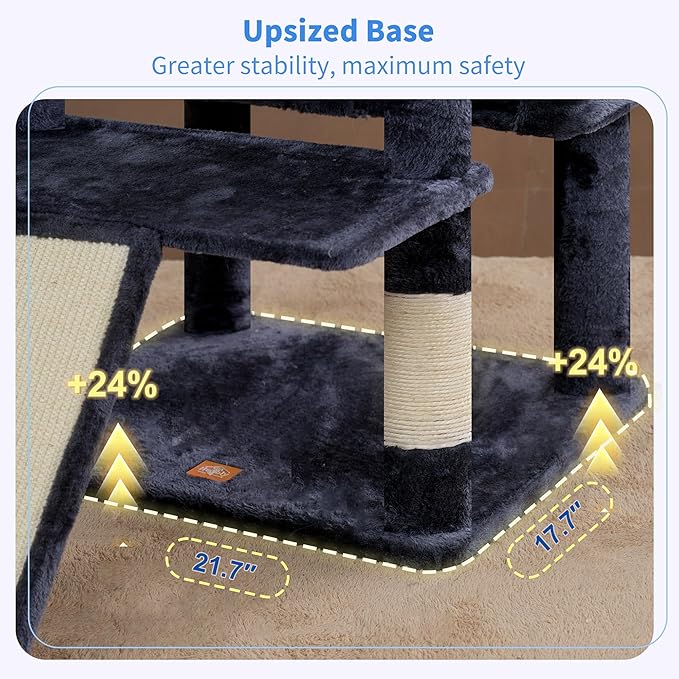 Heybly Tall Cat Tree for Large Cat, 80-inch Multi-Level Cat Tower for Indoor - Image 4