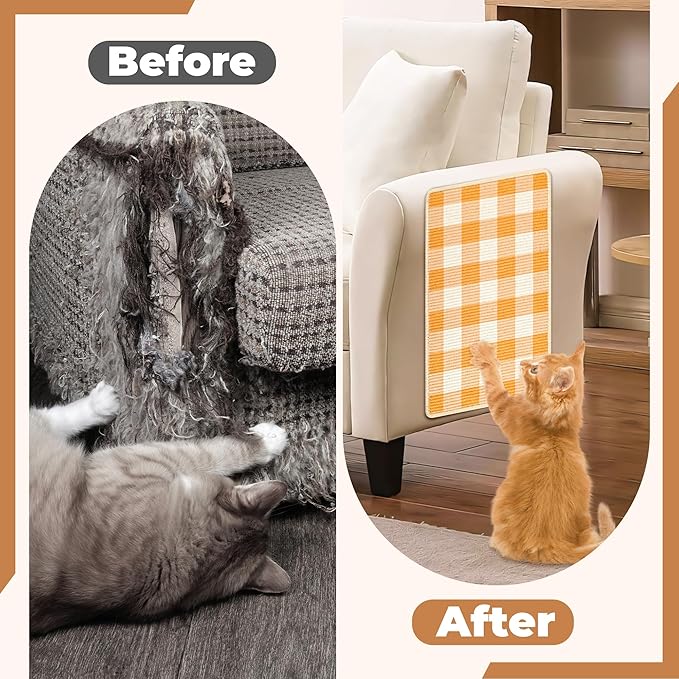 Cat Scratcher Mat, Natural Sisal Cat Scratch Pad, 23.6x15.7 Inch Horizontal Cat - Image 5