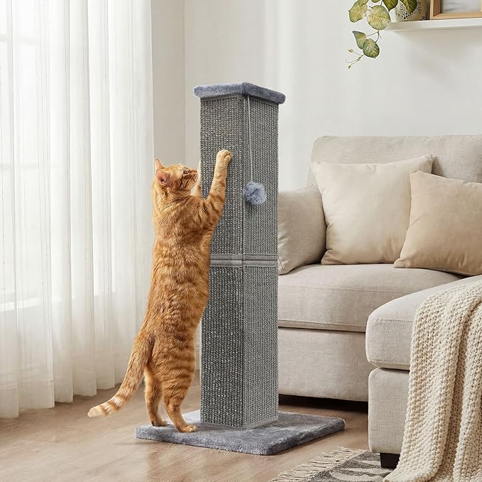 Cat Scratching Post 32 Inch for Indoor Large Cats and Kitten, Nature Sisal Tall - Image 5