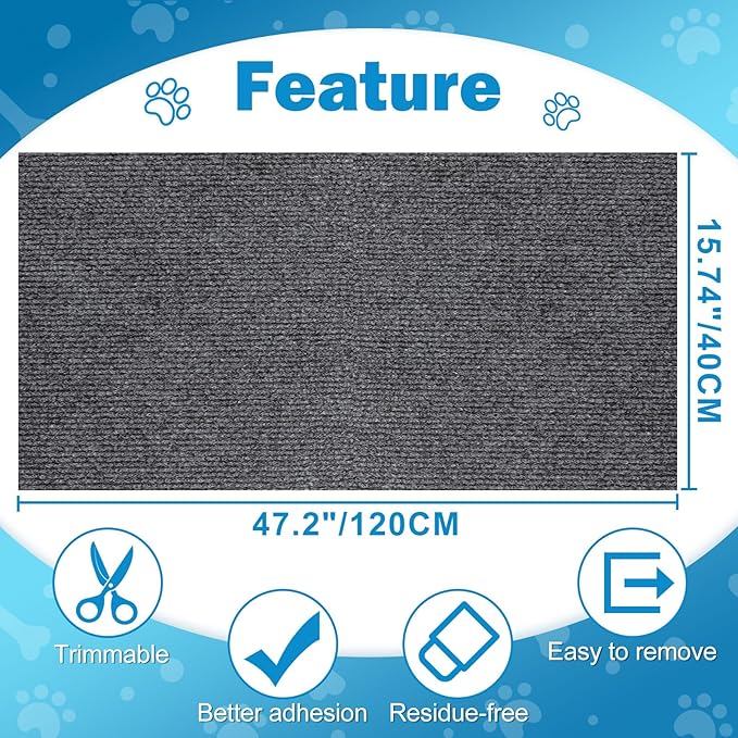 ENONCI Cat Carpet Protector 47.2"x15.8", Wall Corner Cat Scratcher Pad - Image 8