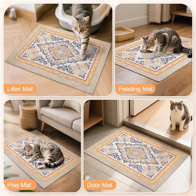 Unicorn Catcher Cat Litter Mat 33" x 22" Non-Slip Litter Box Mat Washable - Image 7