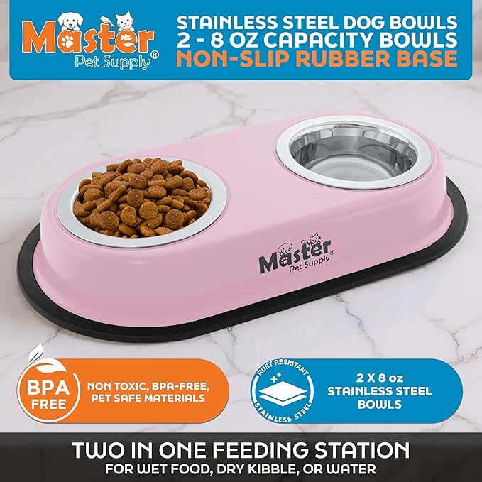 Master Pet Supply Double Dog Bowls Set - Image 2