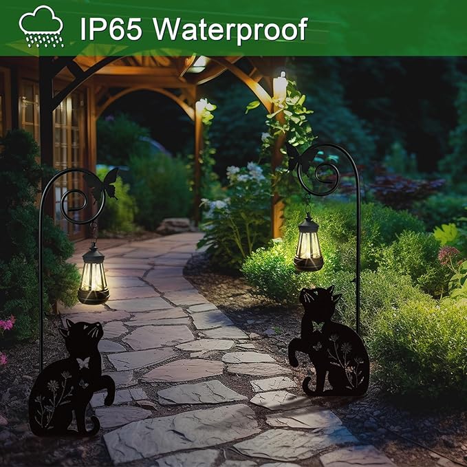 Metal Cat Stake with Solar Lights Outdoor Decorative, Womens Gifts Unique - Image 4