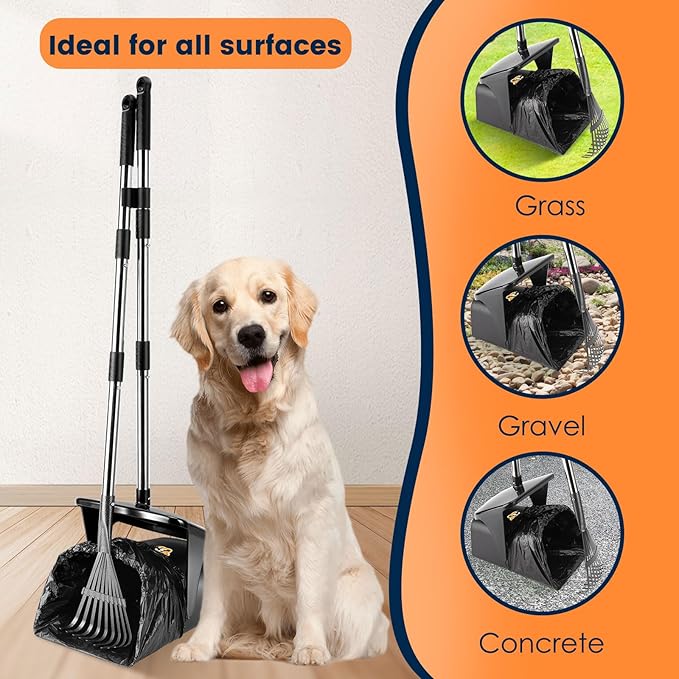 Pooper Scooper for Large Dogs Heavy Duty Swivel Bin & Rake - Image 3