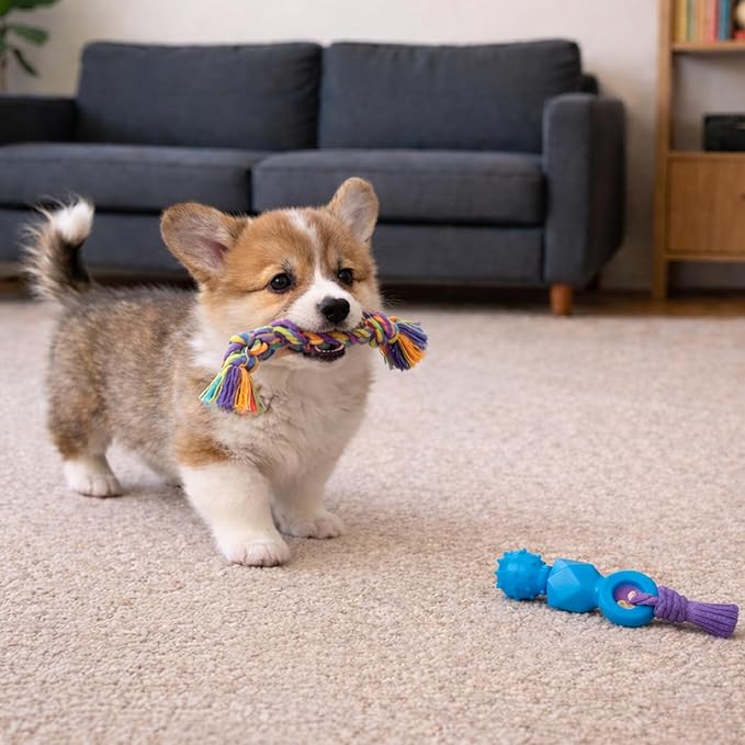 Mini Dentachew Pack Dental Chew Toy, Fetch & Tug Rope, Puppies & Small Dogs - Image 5