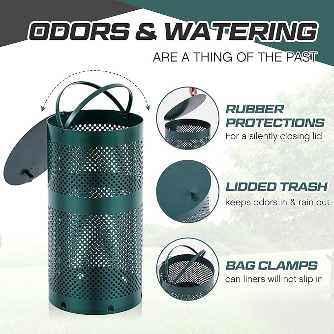Dansydaisy Round Outdoor 10 Gallon Capacity Trash Can - Image 3