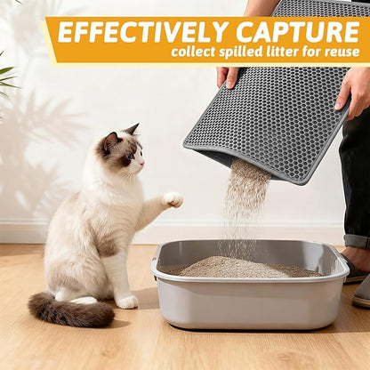 Pieviev Cat Litter Mat Double Layer Waterproof Urine Proof Trapping Mat 1 Pack) - Image 3