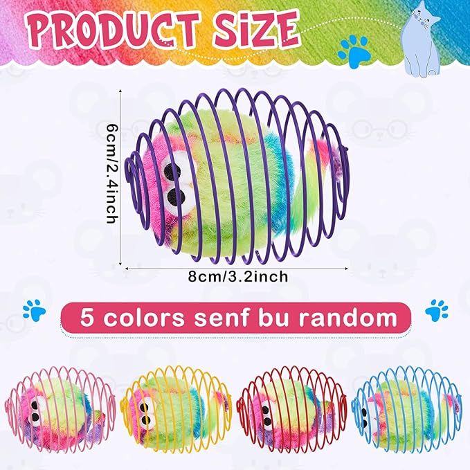 Jecery 5 Pcs Cat Spring Balls Toys Stretchable Rolling Balls Colorful Playful - Image 2