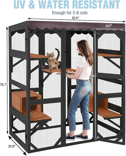 70.1’’ Large Catio Outdoor Cat Enclosure, Weatherproof Walk-in Cat Cage - Image 8