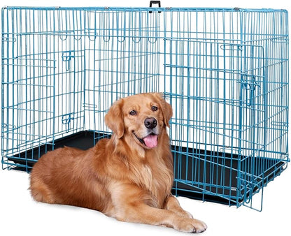 BestPet | Dog Crate | 48" | Blue | Foldable Metal Kennel by BestPet
