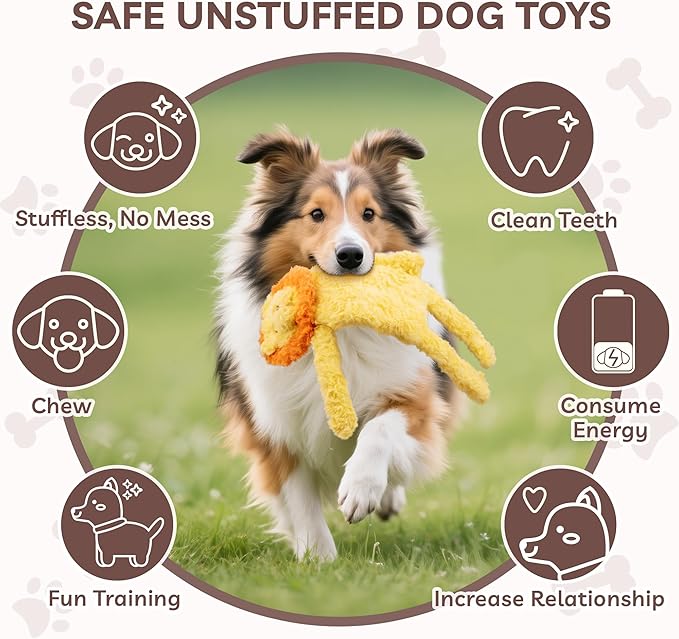 SHARLOVY No Stuffing Dog Toys 5 Pack, Crinkle Interactive Dogs Toy - Image 5