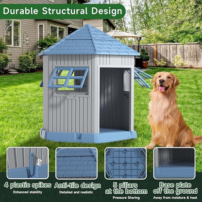 Vixzen Large Outdoor Dog House, Durable Water Resistant Resin Dog House - Image 4