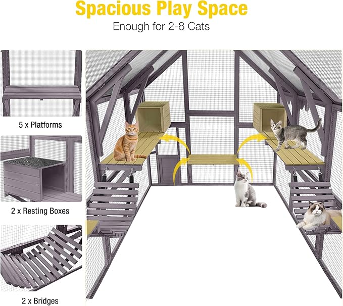 Aivituvin Catio for Multiple Cats, Large 56.54ft² Outdoor Enclosure, - Image 3