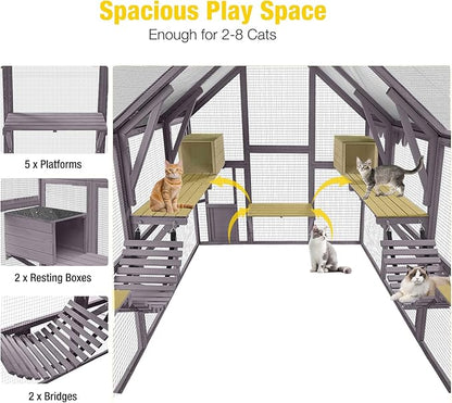 Aivituvin Catio for Multiple Cats, Large 56.54ft² Outdoor Enclosure, - Image 3