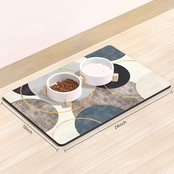 Rnivvi Dog Food Mat, Cute Anti-Slip Rubber Pet Feeding Rug Protect Floors - Image 2