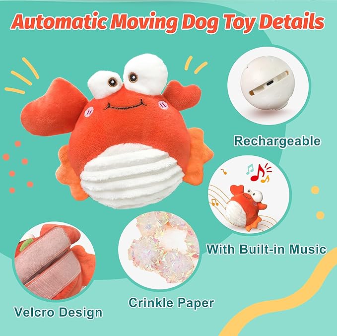 GUKCO Crab Interactive Dog Toys – Rechargeable Self-Play Toy - Image 4