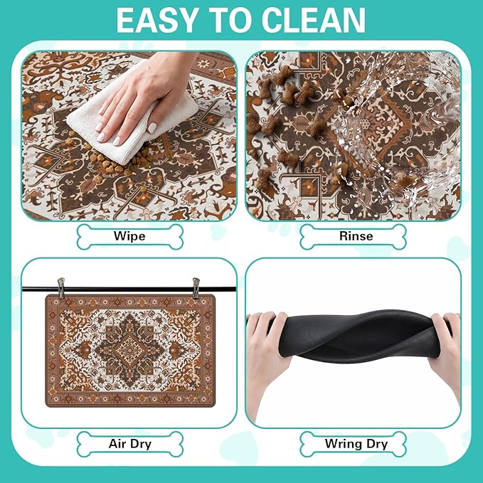 Pet Feeding Mat for Floors Waterproof Dog Mat for Food and Water Absorbent - Image 4