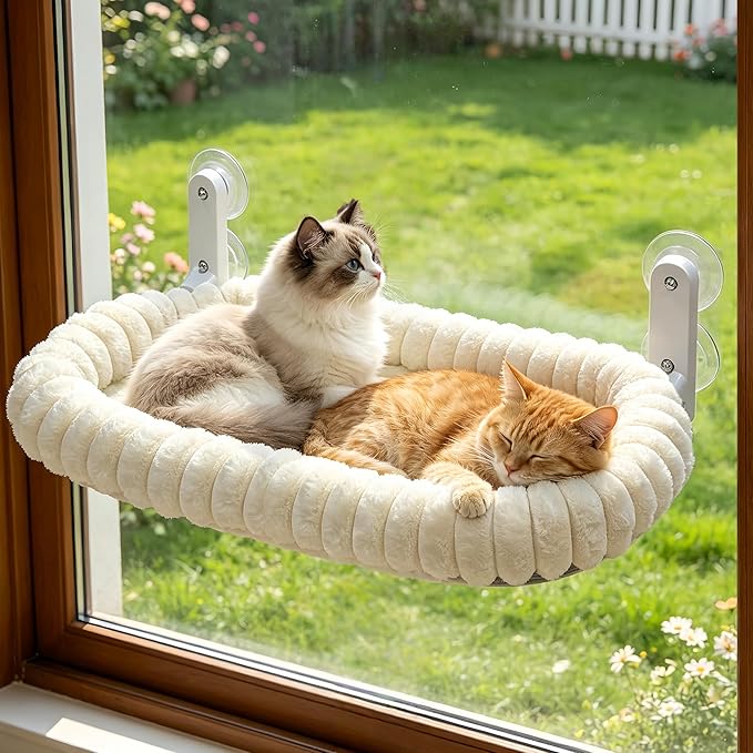 AMOSIJOY Cordless Cat Window Perch, Window Hammock by AMOSIJOY