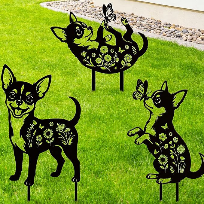 Rngmsi Dog Chihuahua Metal Decorative Garden Stakes Decor, Dog Gifts - Image 6