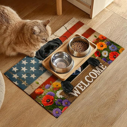 HOMETITUTE Dog Food Mat 4th of July Flag Pet Food Mats Independence Day - Image 2