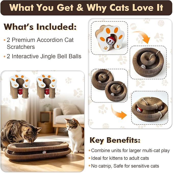 2-Pack Cat Pad Scratcher Toys, Magic Organ Cat Toy & Kitty Curls Cat Toy - Image 5