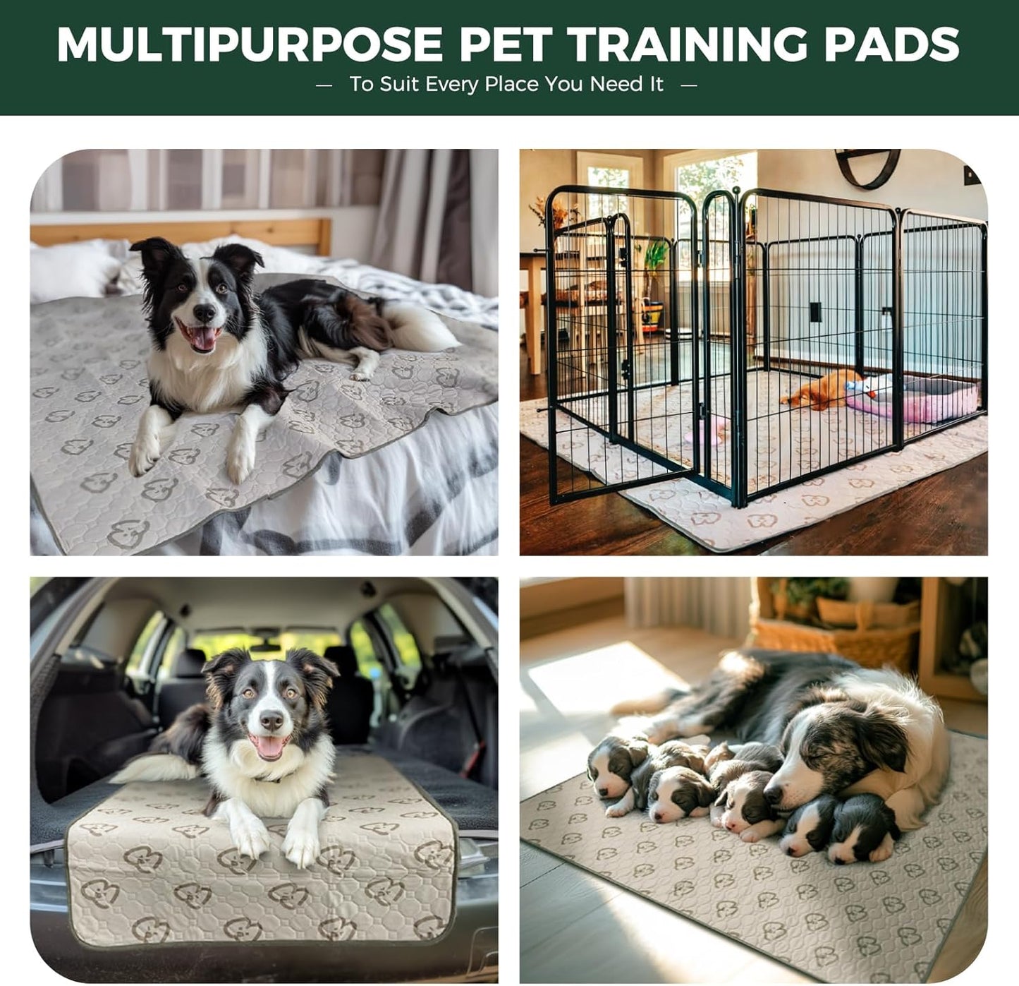 FXW Washable Pee Pads for Dogs, Puppy Pads with Super Absorbent, Specifically Designed for FXW Rollick/Homeplus 24inch 8 Panels Dog Playpen, 85" × 39" Rectangle, Khaki, 1 Pack