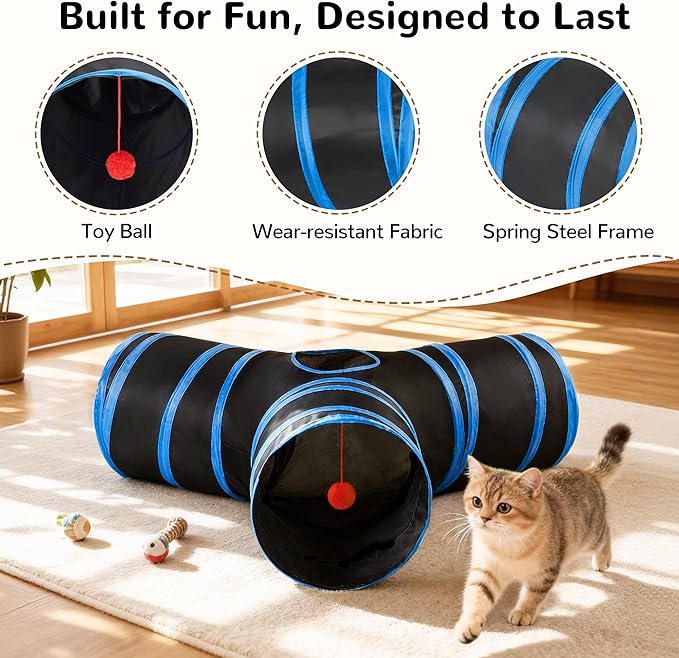 Tempcore Cat Tunnel for Indoor Cats, 3-Way Collapsible Play Tunnel - Image 5