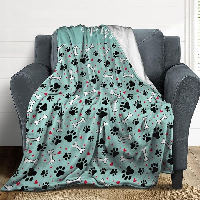 Personalized Paw Print Dog Blanket - Image 4