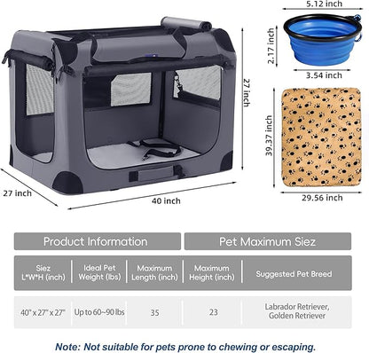 Petprsco 40 Inch Collapsible Dog Crate, Portable Dog Crates - Image 4