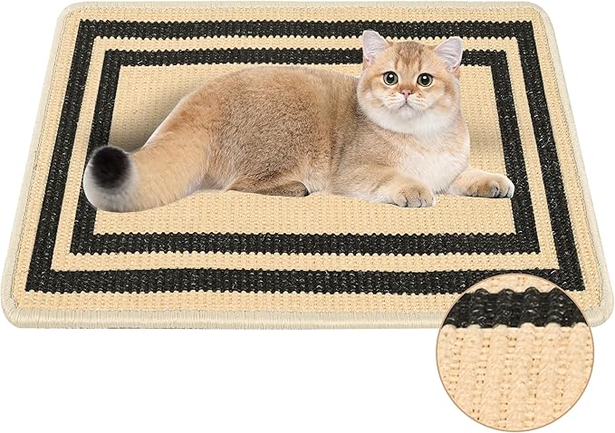 Cat Scratcher Mat, Natural Sisal Cat Scratch Pad, 23.6x15.7 Inch Horizontal Cat by LESISSMER