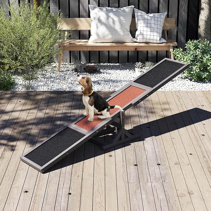PETSITE Wooden Dog Agility Seesaw, Dog Exercise & Play Set, Outdoor Run Game Toy - Image 3