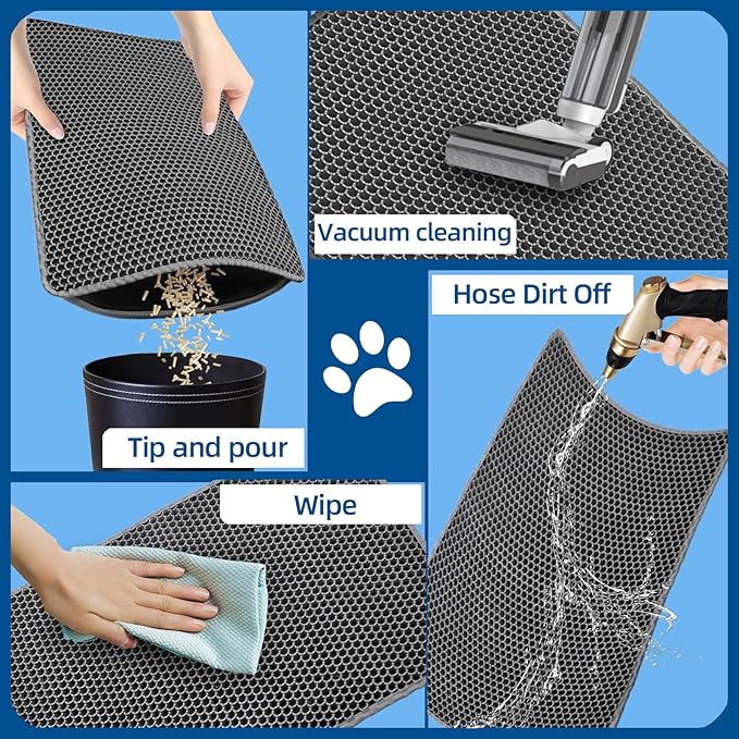 Cat Litter Mat Large Cat Litter Trapping Mat 30x24 inch Double Layer Urine and - Image 5
