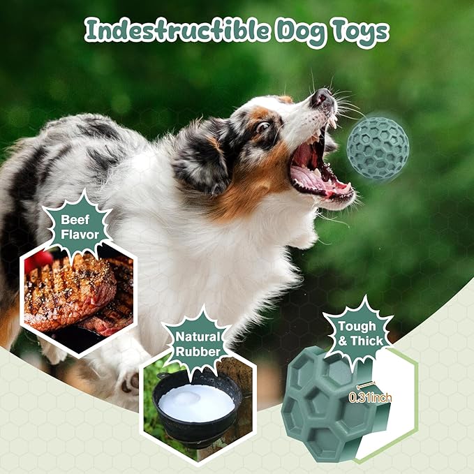 Tough Dog Chew Toys for Aggressive Chewers, Indestructible Dog Balls for - Image 3