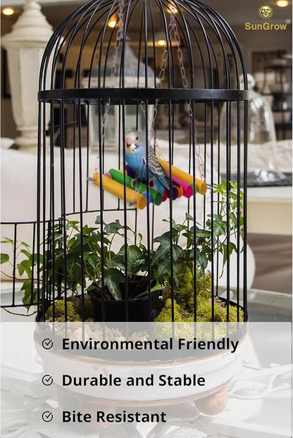 SunGrow Parrot Cage Hammock Swing, Colorful Wooden Swing - Image 3