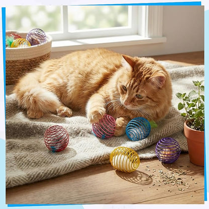 Jecery 5 Pcs Cat Spring Balls Toys Stretchable Rolling Balls Colorful Playful - Image 6