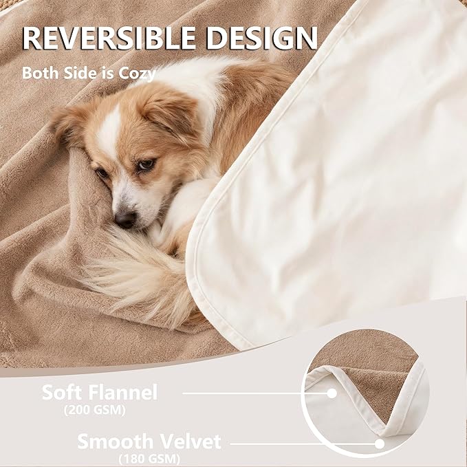 Waterproof Dog Blanket for Bed, Reversible Pet Couch Throw Blankets Leak Proof - Image 3