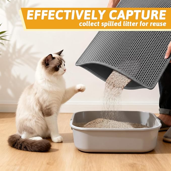Pieviev Cat Litter Mat Double Layer Waterproof Urine Proof Trapping Mat 1 Pack) - Image 3