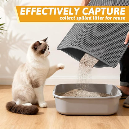 Pieviev Cat Litter Mat Double Layer Waterproof Urine Proof Trapping Mat 1 Pack) - Image 3